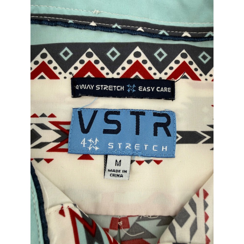 VSTR Mens Southwestern Tribal Print 4-Way Stretch Short Sleeve Button Down Shirt - Picture 2 of 7